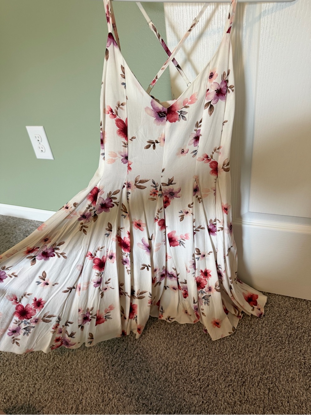 Forever 21 Ivory Mini Dress with Pink & Lavender Floral Print